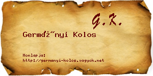 Germányi Kolos névjegykártya